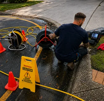 Repairing a burst drain pipe at a Revesby home